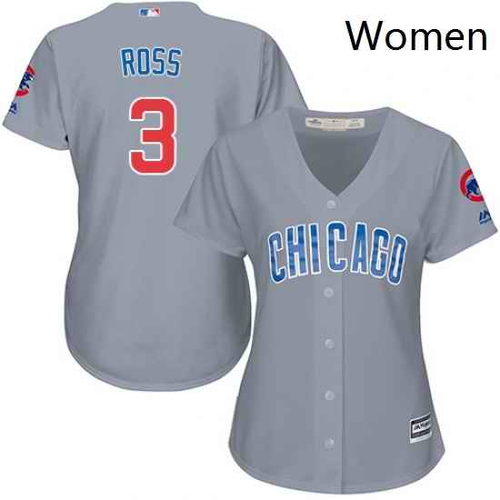Womens Majestic Chicago Cubs 3 David Ross Replica Grey Road MLB Jersey